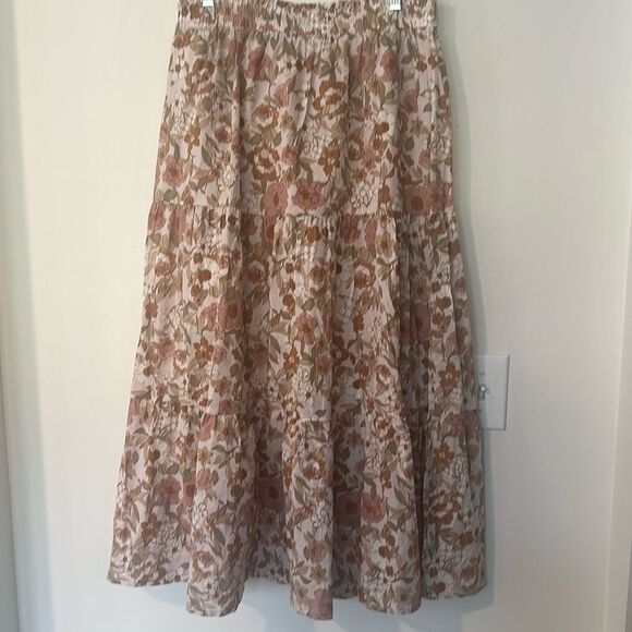 BOHME Floral Tiered Midi Skirt L - Picture 5 of 8